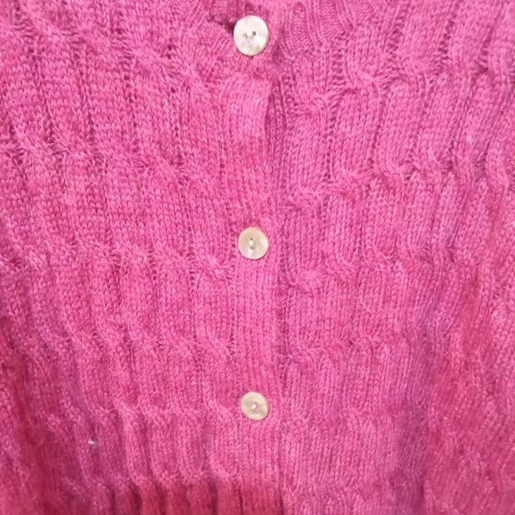 Appleseeds 100% wool burgundy button up sweater size M - Picture 3 of 5
